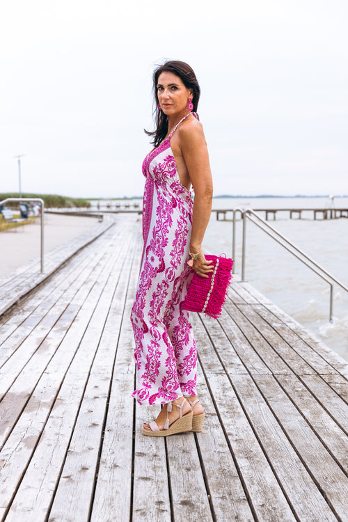 Seiden Dress Mare long Print pink