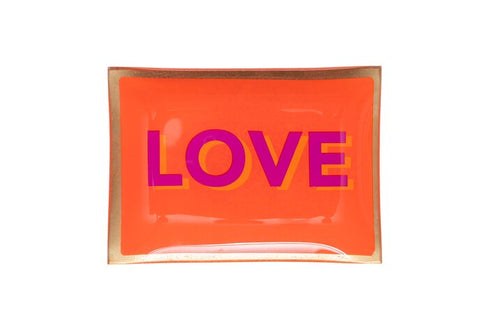 Love Plate/ Glasteller "Love" mit Goldrand