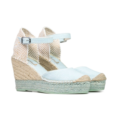 Wedges Leinen hellblau