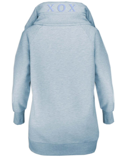 Sweatjacke long mit Stehkragen light blue