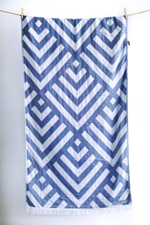 Beachtowel Cavos blue jean/white