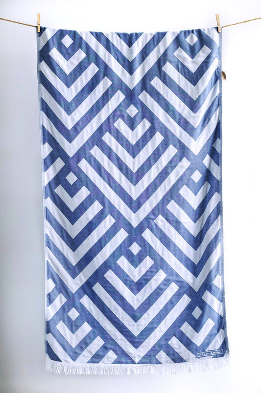 Beachtowel Cavos blue jean/white