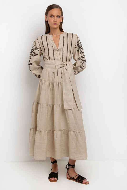 Dress Tinos long sand/black
