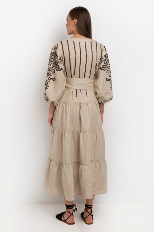 Dress Tinos long sand/black