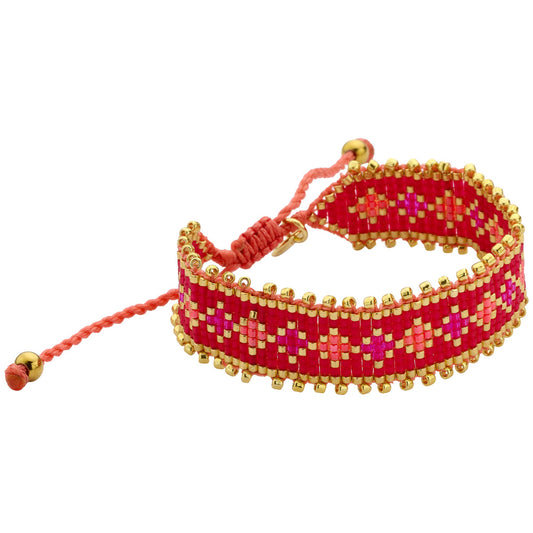 Armband Beaded Mexican Summer coral