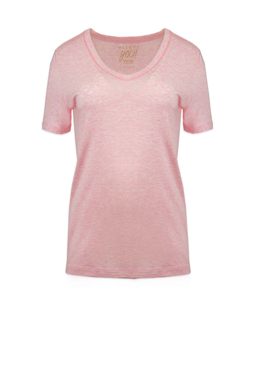 Shirt V-Schnitt soft pink meliert
