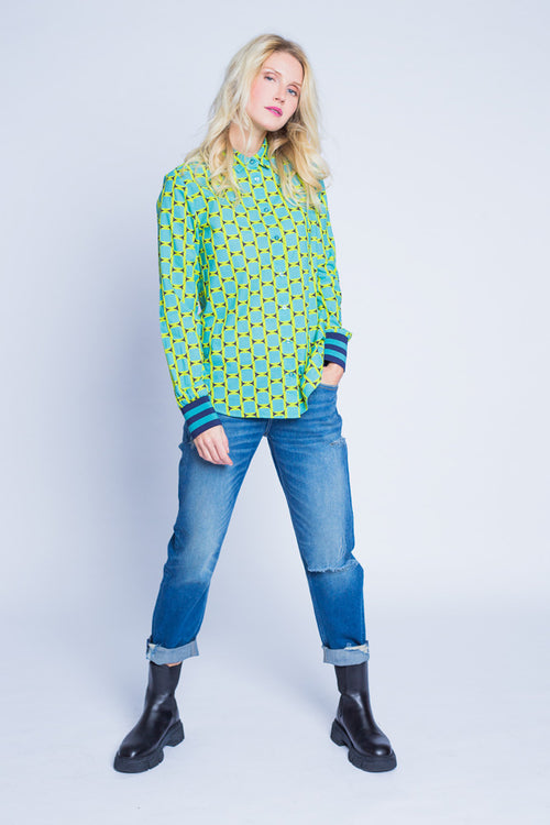 Bluse Grafik green/turquoise