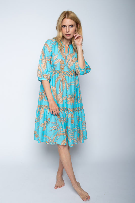 Emily Kleid "Leaves" sand/aqua