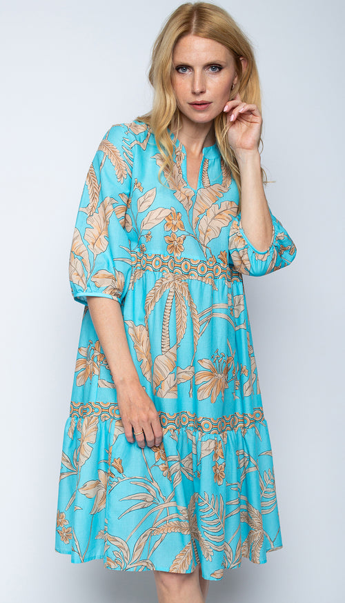 Emily Kleid "Leaves" sand/aqua