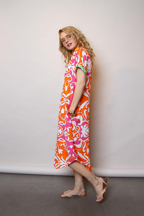 Emily Tunika Dress Midi pink/orange