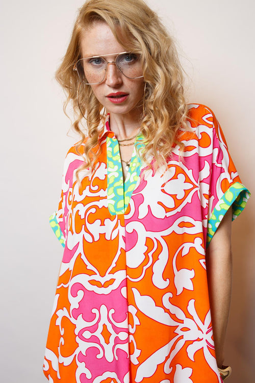 Emily Tunika Dress Midi pink/orange