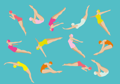 Postkarte "Schwimmerinnen"