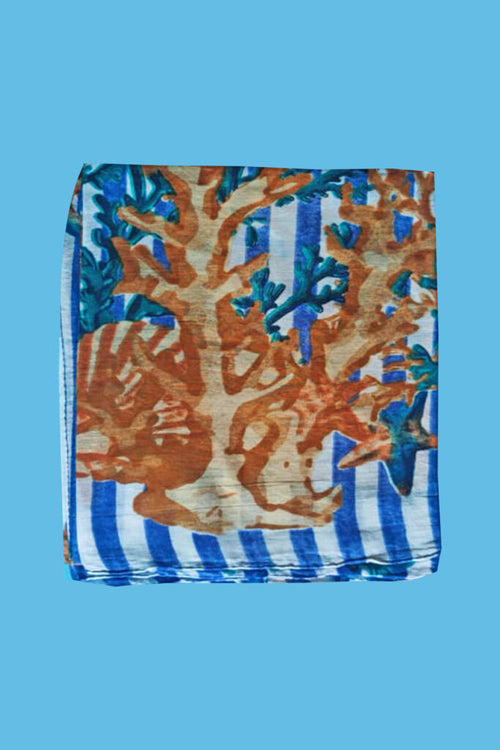 Pareo "Antica Coral Blue Stripes"