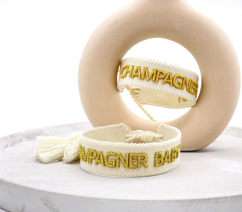 Webarmband "Champagner Baby" offwhite/gold