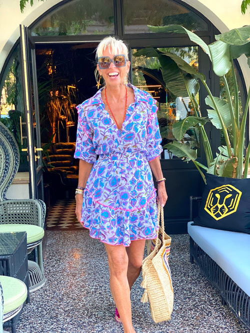 Hemdblusen Dress "Flowerfield blue"