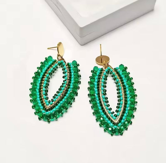 Ohrstecker Beads " Eclipse" turquoise/green