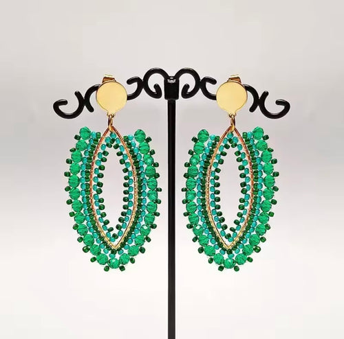 Ohrstecker Beads " Eclipse" turquoise/green