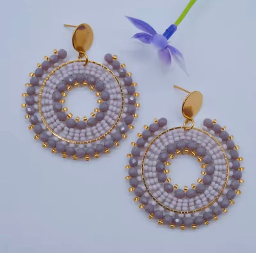 Ohrstecker Beads "Grey Circle"