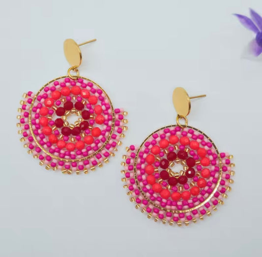Ohrstecker Beads "Pink loves Coral"