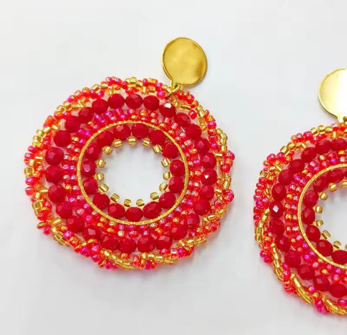 Ohrstecker Beads "Red Sun"