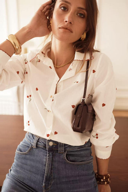 Bluse "Cherry & Hearts"