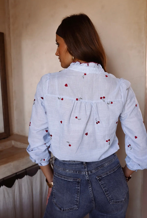 Bluse Stripes "Cherry and Hearts"
