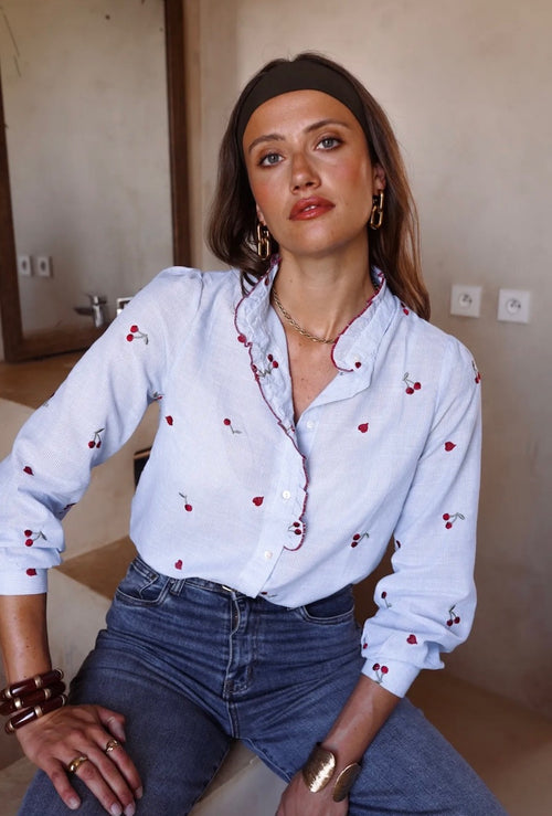 Bluse Stripes "Cherry and Hearts"