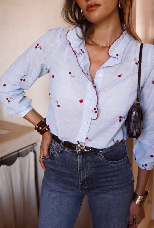 Bluse Stripes "Cherry and Hearts"