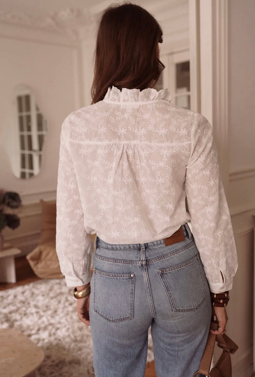 Bluse "Flower" mit Rüschenleiste