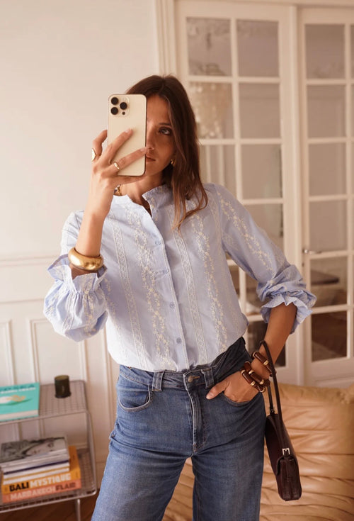 Bluse "Marie" light blue
