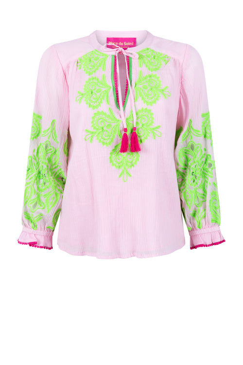 Bluse "Green loves Pink"