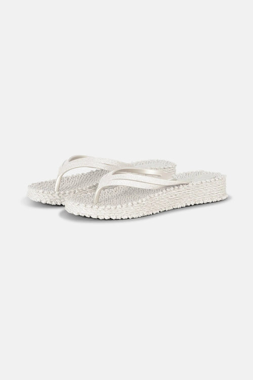 Ilse Jacobsen Plateau Flip Flops Glitter Cream