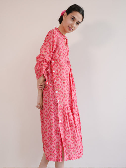 Catmint Dress coral ikat