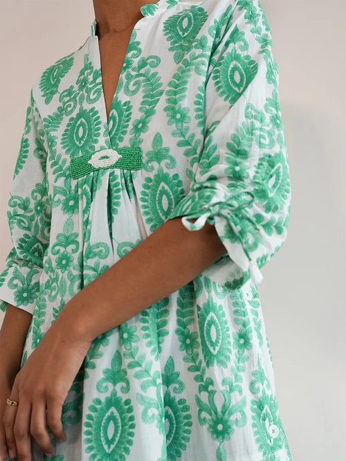 Catmint Dress white/green Ornament