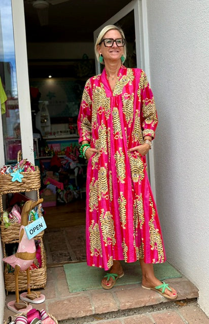 Kaftan Dress "Classy" Tiger Pink/Red