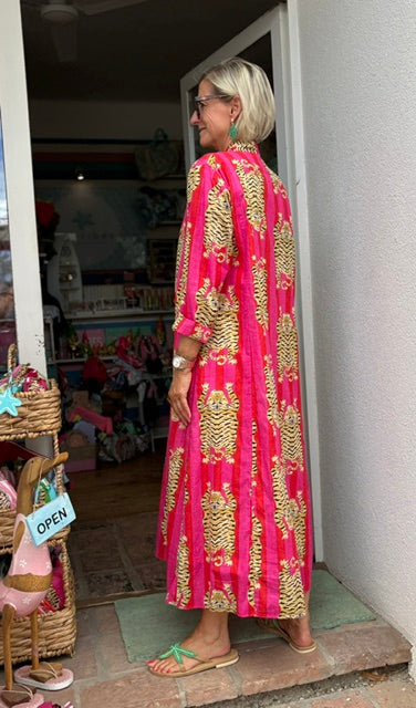 Kaftan Dress "Classy" Tiger Pink/Red