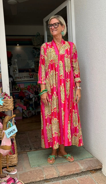 Kaftan Dress "Classy" Tiger Pink/Red