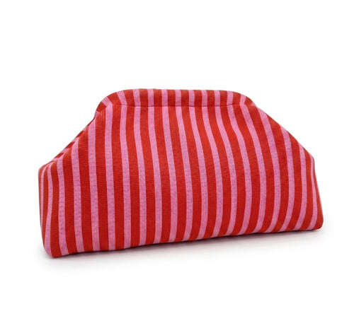 Clutch "Fine Stripes" rosa/rot