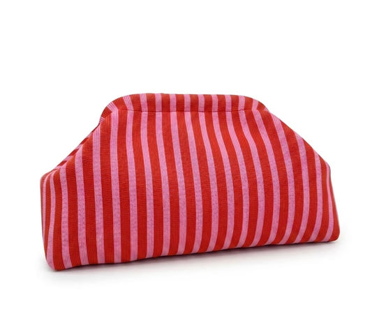 Clutch "Fine Stripes" rosa/rot
