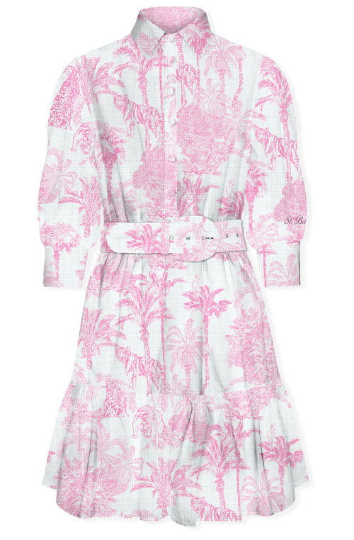 Short Dress Linen Daisi "Jungle Oceania" soft pink