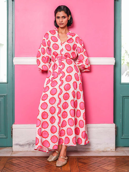 Marigold Dress Ikat pink/orange