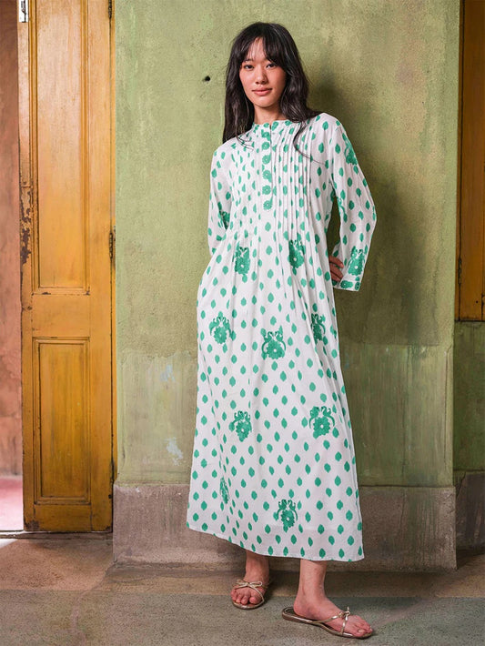Dress Woodruff Dots emerald Birds