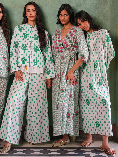 Dress Woodruff Dots emerald Birds