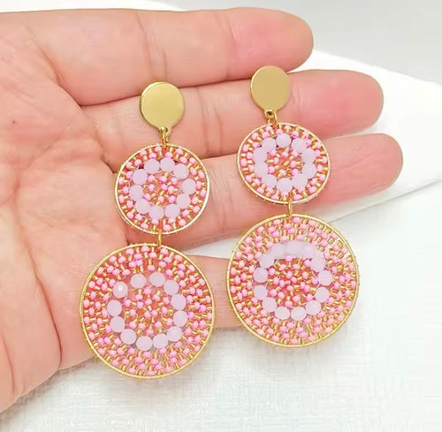 Ohrstecker Beads " Double Explosion Nude/Soft Pink"