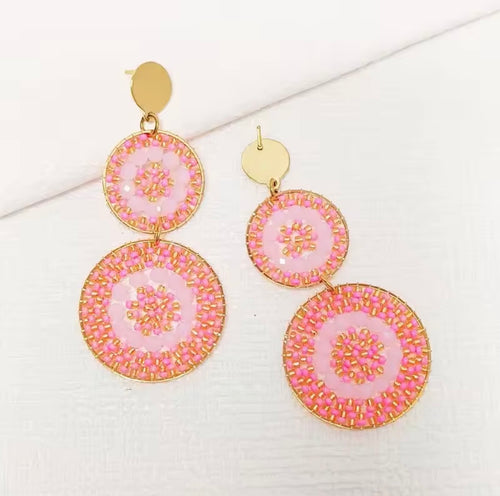Ohrstecker Beads " Double Explosion Nude/Soft Pink"