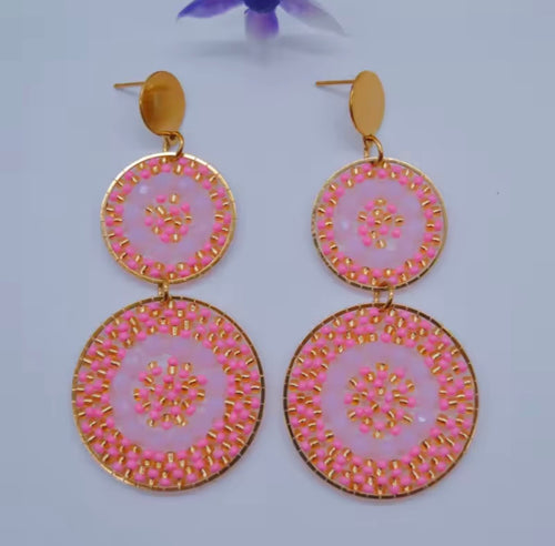Ohrstecker Beads " Double Explosion Nude/Soft Pink"