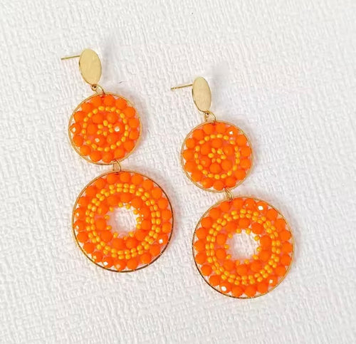 Ohrstecker Beads " Double Orange Explosion"