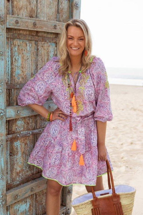 Short Dress "Pink Paisley"