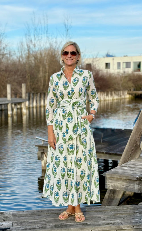 Hemdblusen Dress "Lovley"Blue/Green Flower