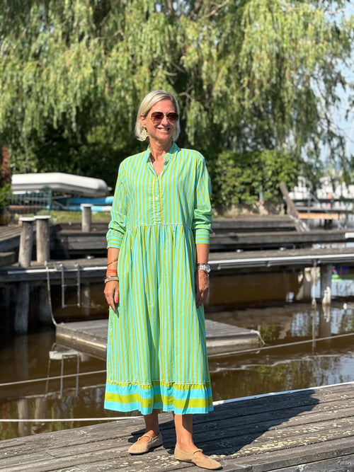 Maxi Dress "Niki" Stripes green/turquoise